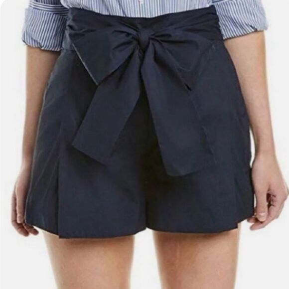 J. Crew High Waist Navy Shorts with Bow Size 8 - Picture 1 of 6